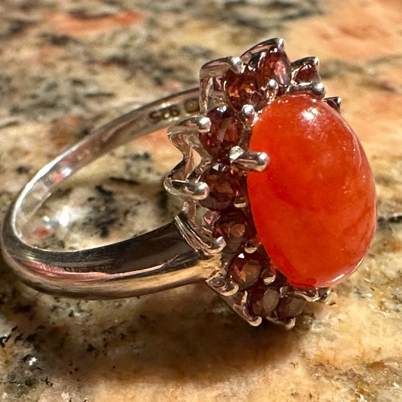 Carnelian Agate and Garnet Ring - Picture 4 of 9
